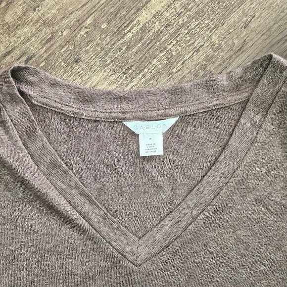 NWT!! Caslon Lightweight Twist Front V-Neck Tee T-Shirt  M, Coffee Bean - Picture 6 of 9